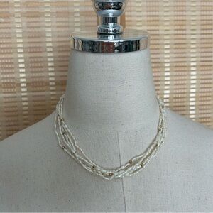 Vintage White and Gold Multi-Strand Necklace